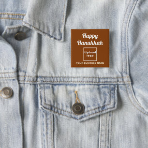 Badge Carré 5 Cm Bouton Carré Brown de Business Hanoukka