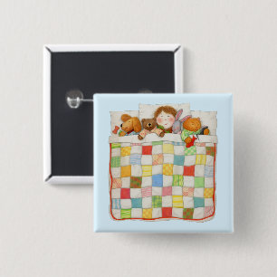 Badge Carré 5 Cm Bouton Carré COSY QUILT - Bleu