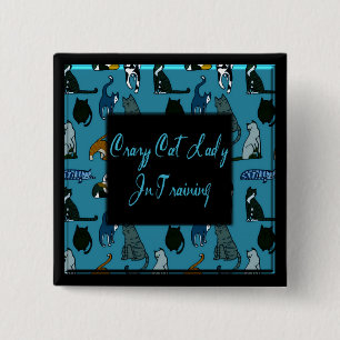 Badge Carré 5 Cm Bouton Carré Crazy Cat Lady In Training
