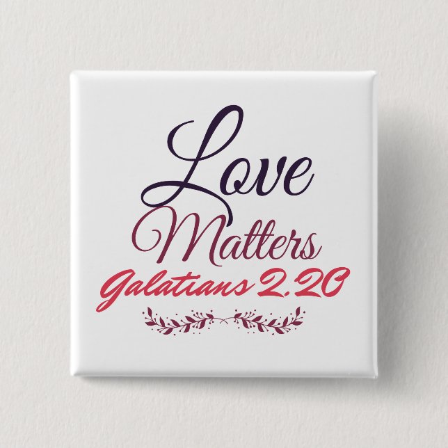 Badge Carré 5 Cm Bouton Carré d'amour (Devant)