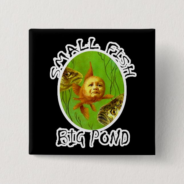 Badge Carré 5 Cm Bouton Carré de Bébé Goldfish (Devant)