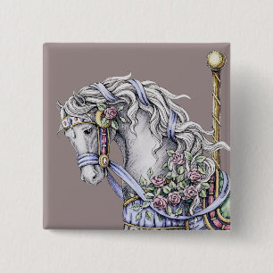 Badge Carré 5 Cm Bouton carré de cheval de carrousel d'été