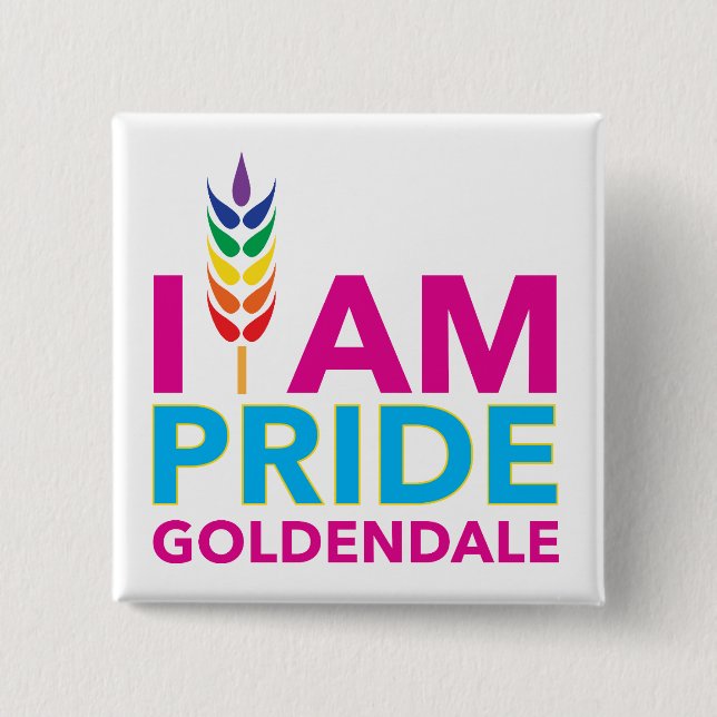 Badge Carré 5 Cm Bouton Carré de I AM PRIDE Goldendale (Devant)
