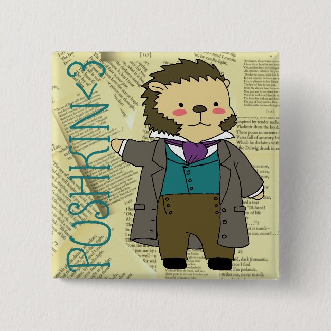 Badge Carré 5 Cm Bouton carré de Pushkin (Devant)