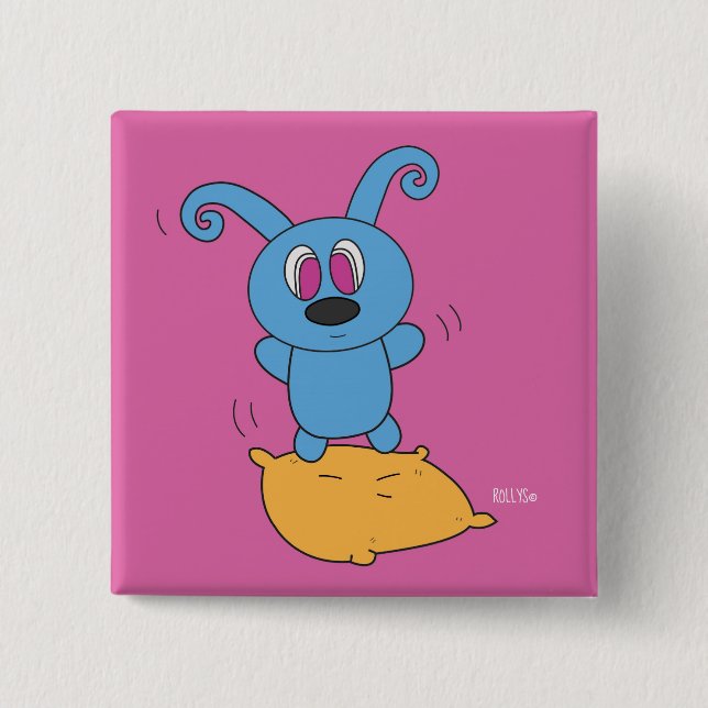 Badge Carré 5 Cm Bouton carré de Rolly de saut de coussin (Devant)