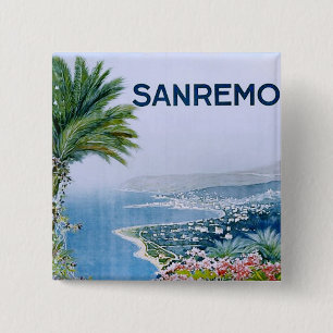 Badge Carré 5 Cm Bouton Carré de Sanremo, Italie