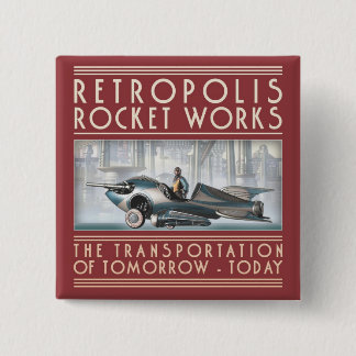 Badge Carré 5 Cm Bouton carré de travaux de Retropolis Rocket