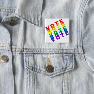 Badge Carré 5 Cm Bouton Carré de vote arc-en-ciel