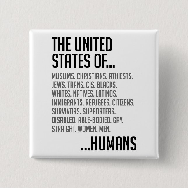 Badge Carré 5 Cm Bouton carré des Etats-Unis (Devant)