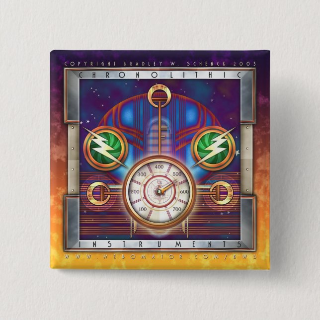 Badge Carré 5 Cm Bouton carré d'instruments de Chronolithic (Devant)