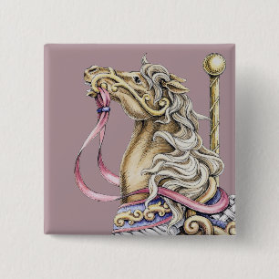 Badge Carré 5 Cm Bouton carré du cheval de carrousel de printemps