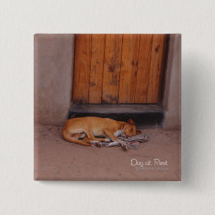 Badge Carré 5 Cm Bouton Carré du chien du repos