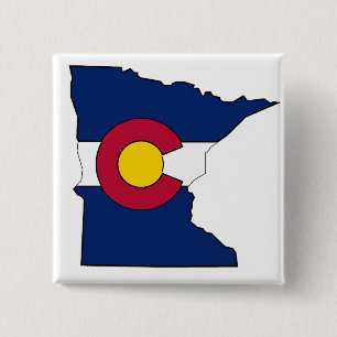 Badge Carré 5 Cm Bouton carré du drapeau du Colorado du Minnesota