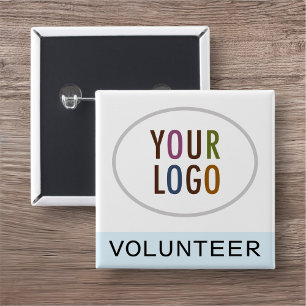 Badge Carré 5 Cm Bouton Carré du logo de l'insigne bleu clair Volon