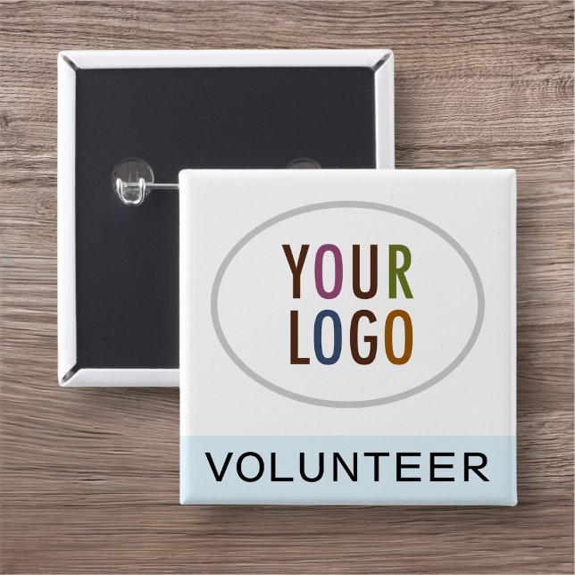 Badge Carré 5 Cm Bouton Carré du logo de l'insigne bleu clair Volon (MISOOK Volunteer Square Button with Logo)