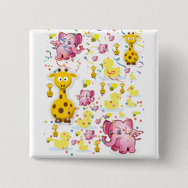 Badge Carré 5 Cm Bouton Carré éléphant (Devant)