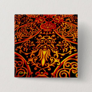 Badge Carré 5 Cm Bouton Carré "Exotica"