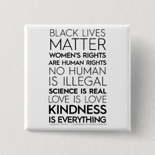 Badge Carré 5 Cm Bouton carré #KindnessIsEverything (noir)
