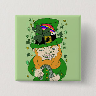 Badge Carré 5 Cm Bouton Carré Lenny The Leprechaun 2 pouces