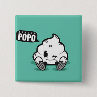 Badge Carré 5 Cm Bouton Carré Mr. Popo