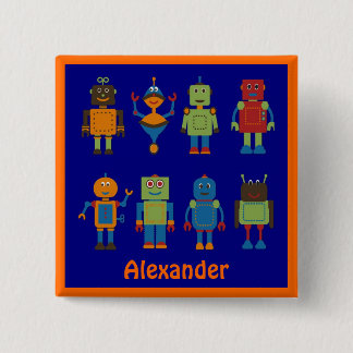 Badge Carré 5 Cm Bouton Carré personnalisé de l'enfant ami robot