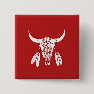 Badge Carré 5 Cm Bouton carré Red Ghost Dance Buffalo