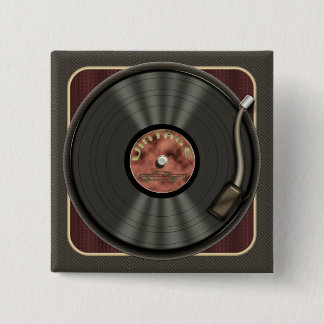 Badge Carré 5 Cm Bouton Carré vintage de disques de vinyle