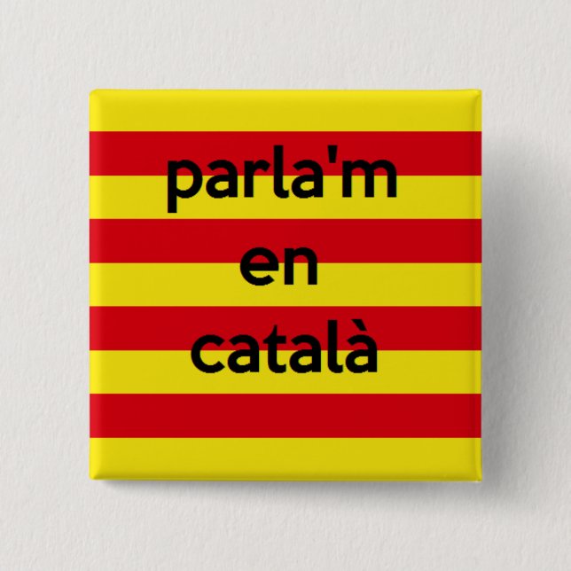 Badge Carré 5 Cm Bouton catalan de langue (Devant)
