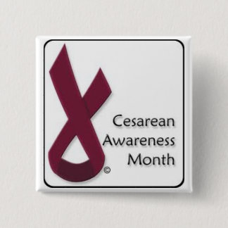 Badge Carré 5 Cm Bouton césarien de mois de conscience