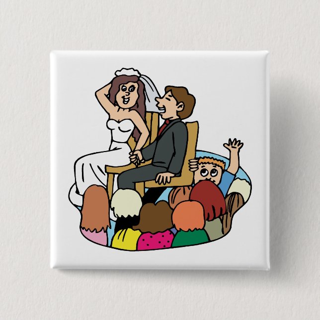 Badge Carré 5 Cm Bouton : Chaise Danse (Devant)