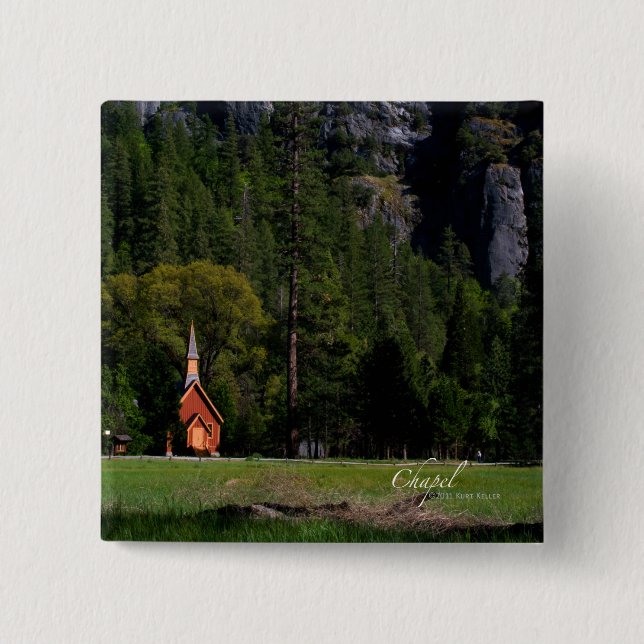 Badge Carré 5 Cm Bouton Chapelle (Devant)