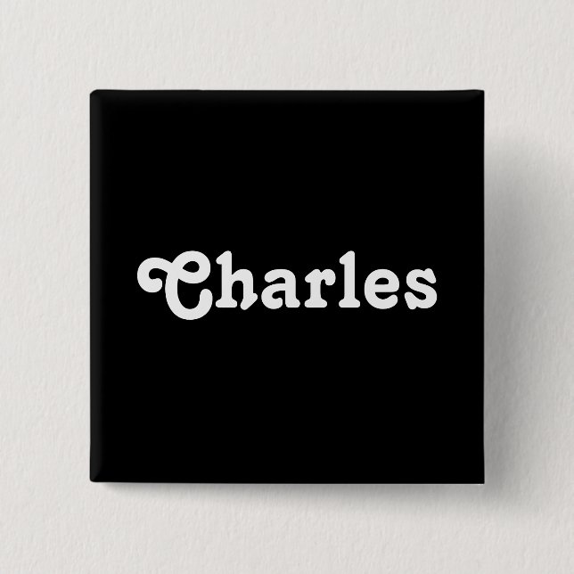 Badge Carré 5 Cm Bouton Charles (Devant)