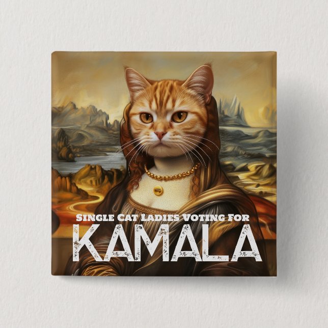 Badge Carré 5 Cm Bouton Chat Dames pour Kamala (Devant)