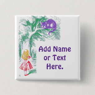 Badge Carré 5 Cm Bouton : "Chat de Cheshire" de "Alice au pays des