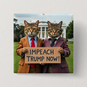 Badge Carré 5 Cm Bouton Chat Impêche Trump Now