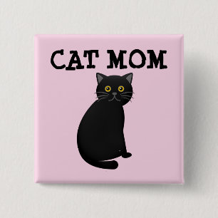 BADGE CARRÉ 5 CM BOUTON CHAT MOM