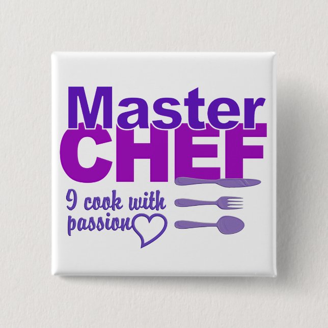 Badge Carré 5 Cm Bouton Chef (Devant)