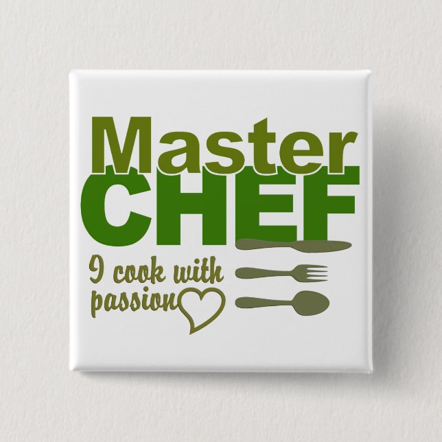 Badge Carré 5 Cm Bouton Chef (Devant)