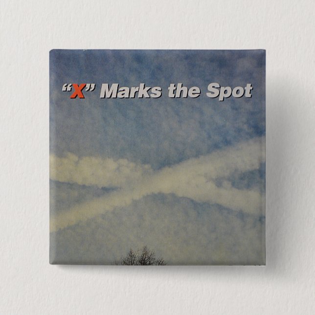 Badge Carré 5 Cm Bouton Chemtrail (Devant)