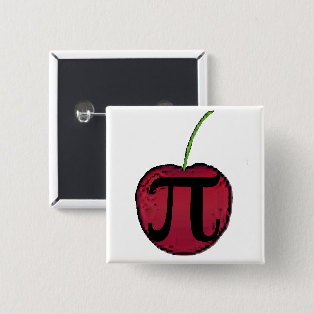 Badge Carré 5 Cm Bouton Cherry Pi (Devant & derrière)