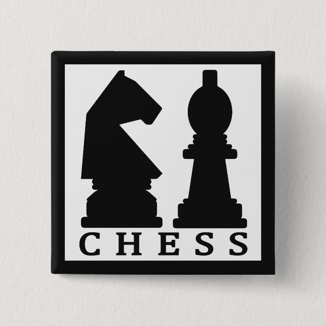 Badge Carré 5 Cm Bouton CHESS (Devant)