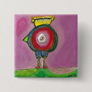 Badge Carré 5 Cm Bouton CHICKWOMAN