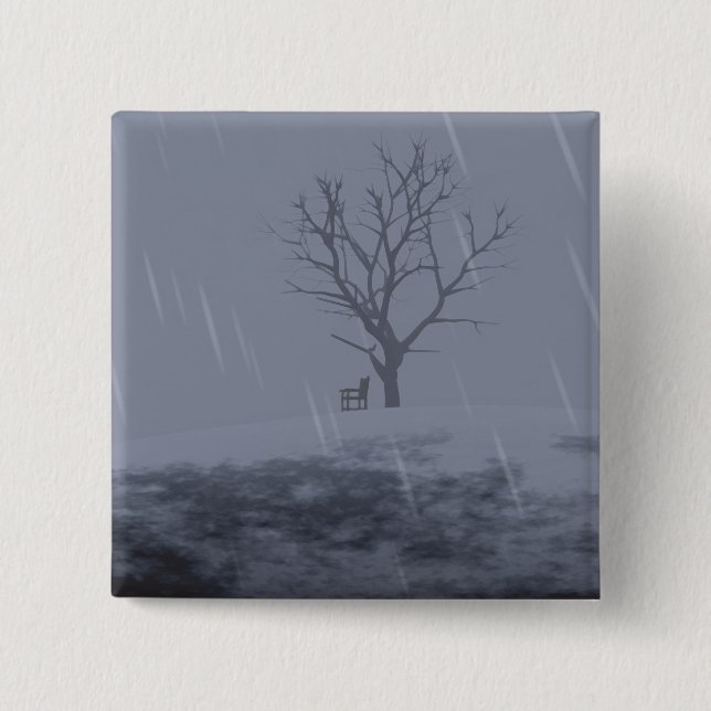 Badge Carré 5 Cm Bouton Chill de l'hiver (Devant)