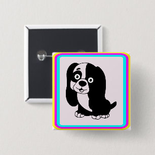 Badge Carré 5 Cm Bouton Chiot