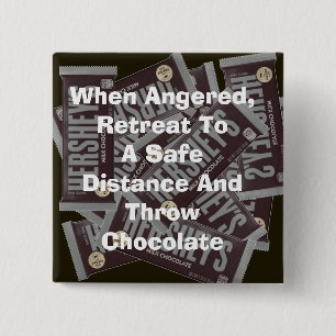 Badge Carré 5 Cm Bouton Chocolat