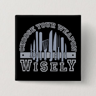 Badge Carré 5 Cm Bouton Choisir votre arme