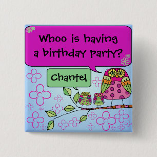 Badge Carré 5 Cm Bouton Chouette customisée