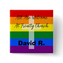 Bouton chrétien de soutien LGBT avec croix