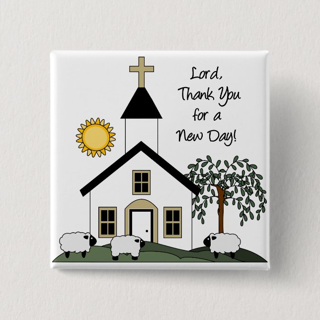 Badge Carré 5 Cm Bouton chrétien mignon (Devant)