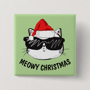 BADGE CARRÉ 5 CM BOUTON CHRISTMAS MEOWY